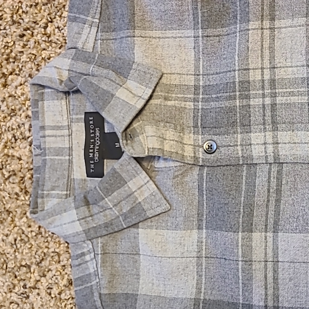 The Men's Store cotton grey plaid shirt